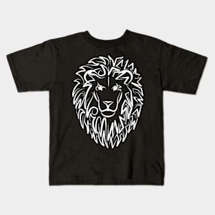 Black and White Tribal Lion Kids T-Shirt